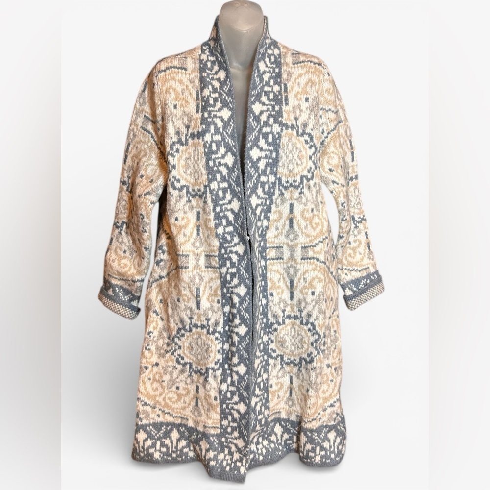 ❗️SOLD ❗️ & Cream Long Cardigan Sweater Women’s Large Soft Surroundings cozy - Picture 6 of 15